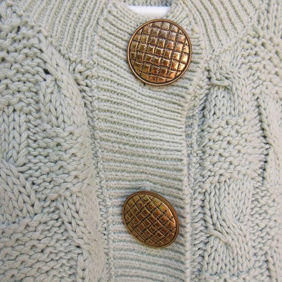 HUNTERS RUN Mint Green Fancy Knit Cardigan Short Large - Picture 2 of 5